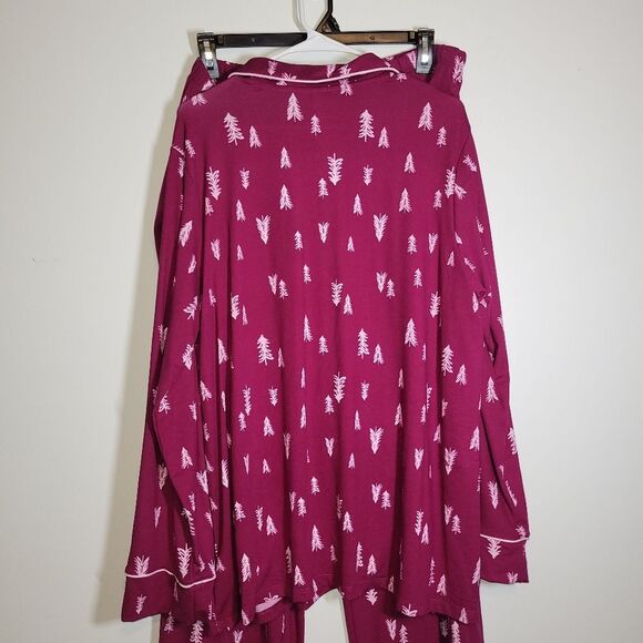 New Joyspun Magenta Christmas Tree Pajama Set 2X - Picture 6 of 15